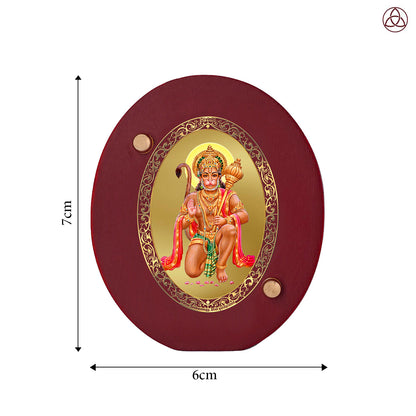 Hanuman Blessings Pose Car Dashboard & Tabletop Photo Frame, 24K gold-plated, 7x6 cm, intricate design.