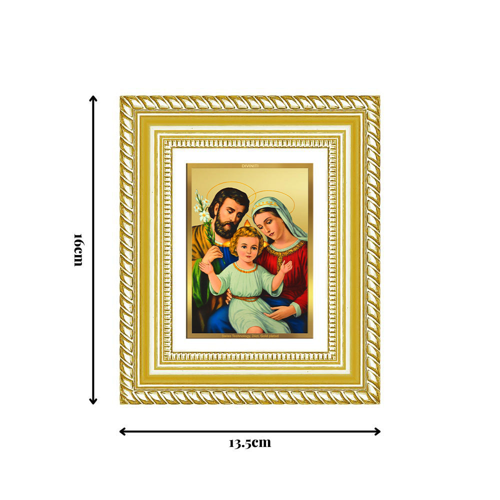 Diviniti 24K Gold Plated Holy Family Divine Table Top Frame for Home Mandir & Office Decor | Luxury Spiritual Gift