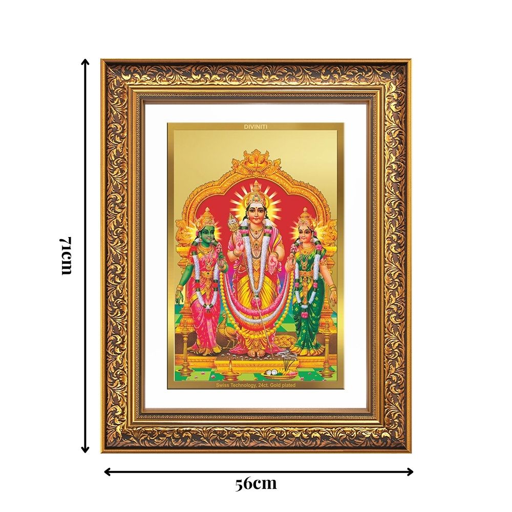 Diviniti 24K Gold Plated Murugan Velli (Classic) Divine Wall Frame for Home Mandir & Office Decor | Luxury Spiritual Gift