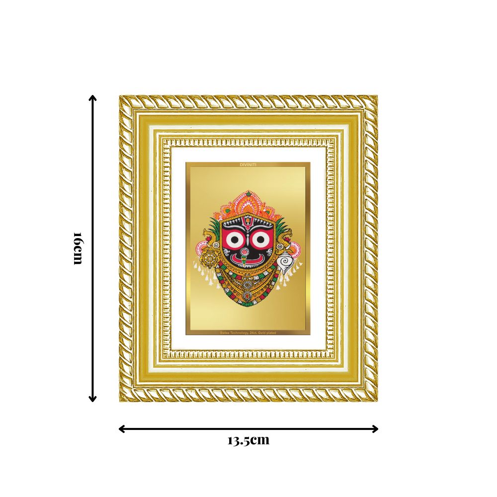 Diviniti 24K Gold Plated Jagannath Divine Table Top Frame for Home Mandir & Office Decor | Luxury Spiritual Gift