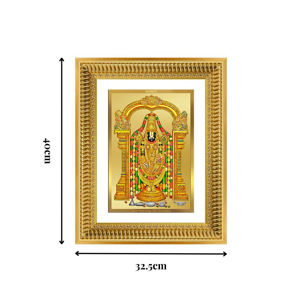 Diviniti 24K Gold Plated Tirupati Balaji Divine Wall Frame for Home Mandir & Office Decor | Luxury Spiritual Gift