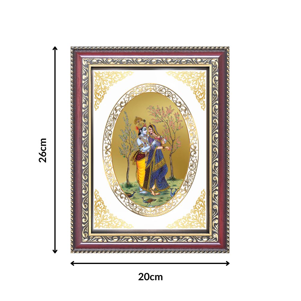 Radha Krishna | Divine Love Wall & Tabletop Royal Photo Frame in 24K Gold Plated Foil