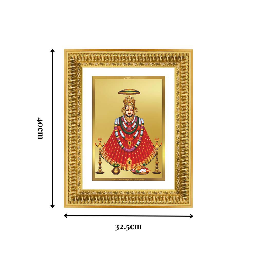 Diviniti 24K Gold Plated Khatu Shyam (Classic) Divine Wall Frame for Home Mandir & Office Decor | Luxury Spiritual Gift