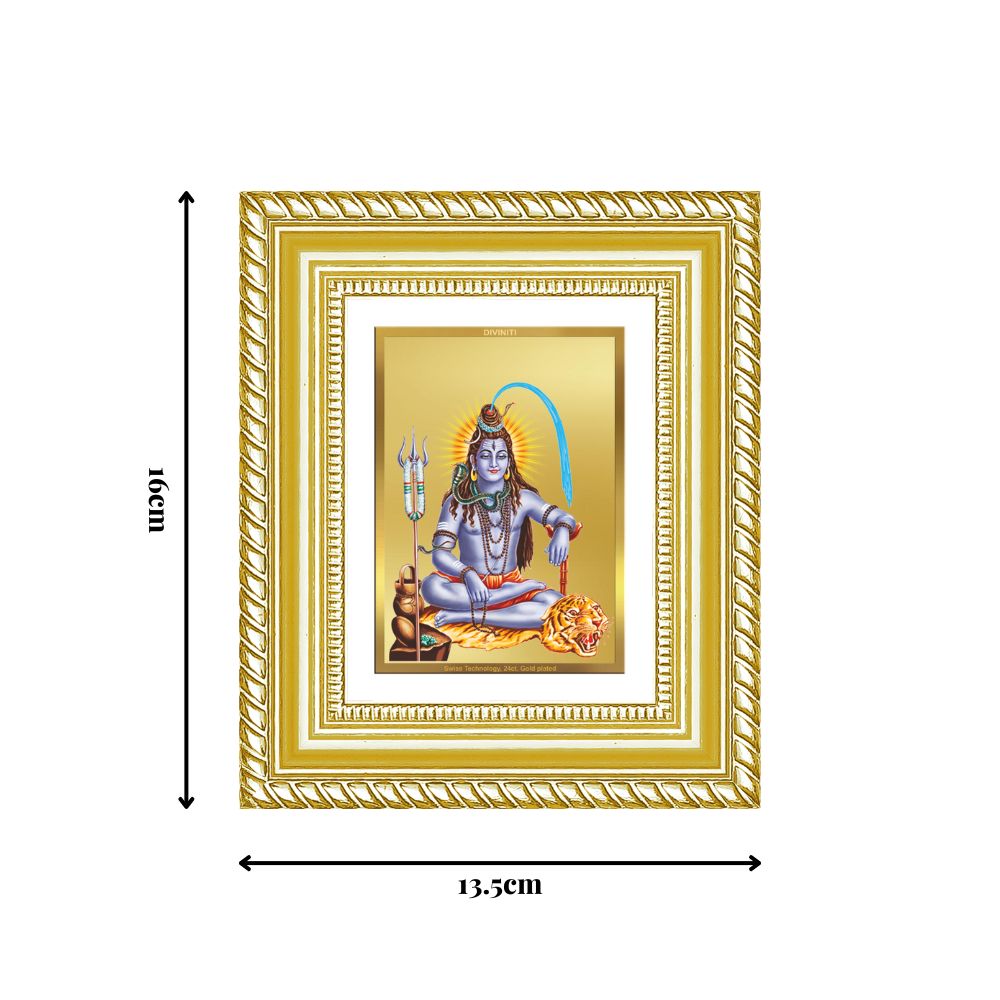 Diviniti 24K Gold Plated Shiva Divine Table Top Frame for Home Mandir & Office Decor | Luxury Spiritual Gift