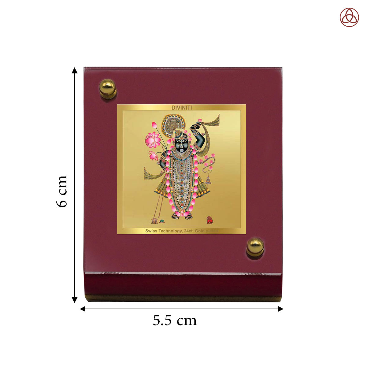 Lord Shrinathji | Divine Form of Krishna from Nathdwara Car Dashboard Frame in 24K Gold Plated Foil