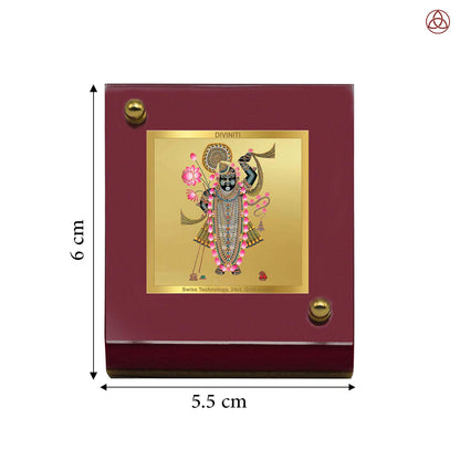 Lord Shrinathji | Divine Form of Krishna from Nathdwara Car Dashboard Frame in 24K Gold Plated Foil
