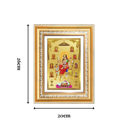 Diviniti 24K Gold Plated Nav Durga (Classic) Divine Wall Frame for Home Mandir & Office Decor | Luxury Spiritual Gift