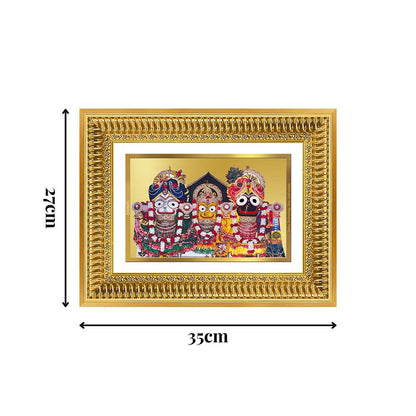 Diviniti 24K Gold Plated Jagannath Subhadra Balabhadra (Classic) Divine Wall Frame for Home Mandir & Office Decor | Luxury Spiritual Gift