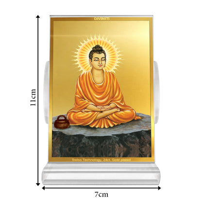 Buddha | Divine Meditation Car Dashboard & Tabletop Photo Frame in 24K Gold Plated Foil