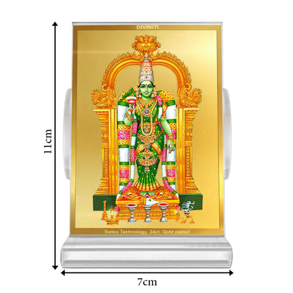 Goddess Meenakshi | Divine Goddess Car Dashboard & Tabletop Photo Frame in 24K Gold Plated Foil (ACF3)