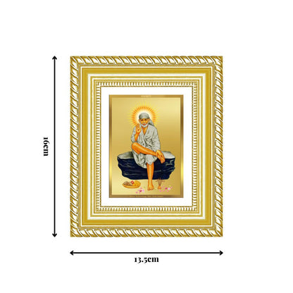 Diviniti 24K Gold Plated Sai Baba Divine Table Top Frame for Home Mandir & Office Decor | Luxury Spiritual Gift