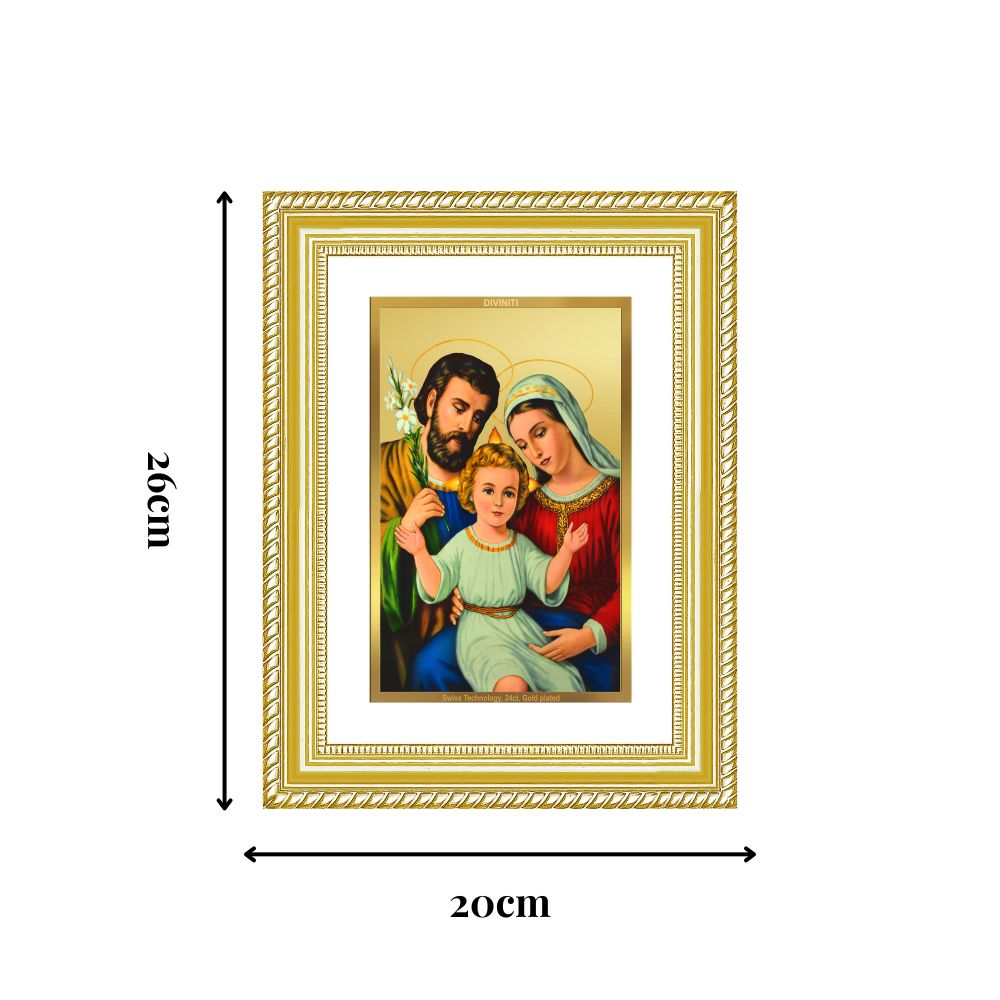 Diviniti 24K Gold Plated Holy Family (Classic) Divine Wall Frame for Home Mandir & Office Decor | Luxury Spiritual Gift
