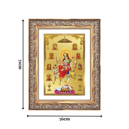 Diviniti 24K Gold Plated Nav Durga (Classic) Divine Wall Frame for Home Mandir & Office Decor | Luxury Spiritual Gift