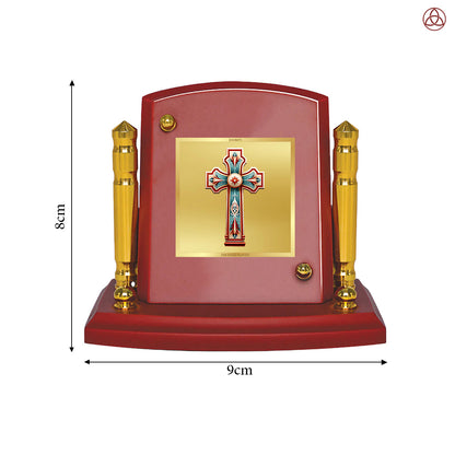 Holy Cross | Divine Christian Cross Car Dashboard & Tabletop Photo Frame in 24K Gold Plated Foil