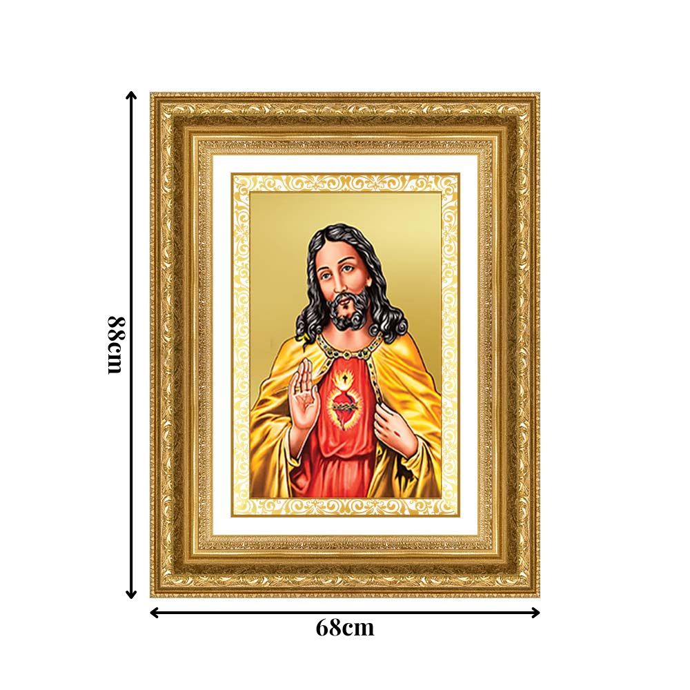 Diviniti 24K Gold Plated Jesus Christ (Classic) Divine Wall Frame for Home Mandir & Office Decor | Luxury Spiritual Gift