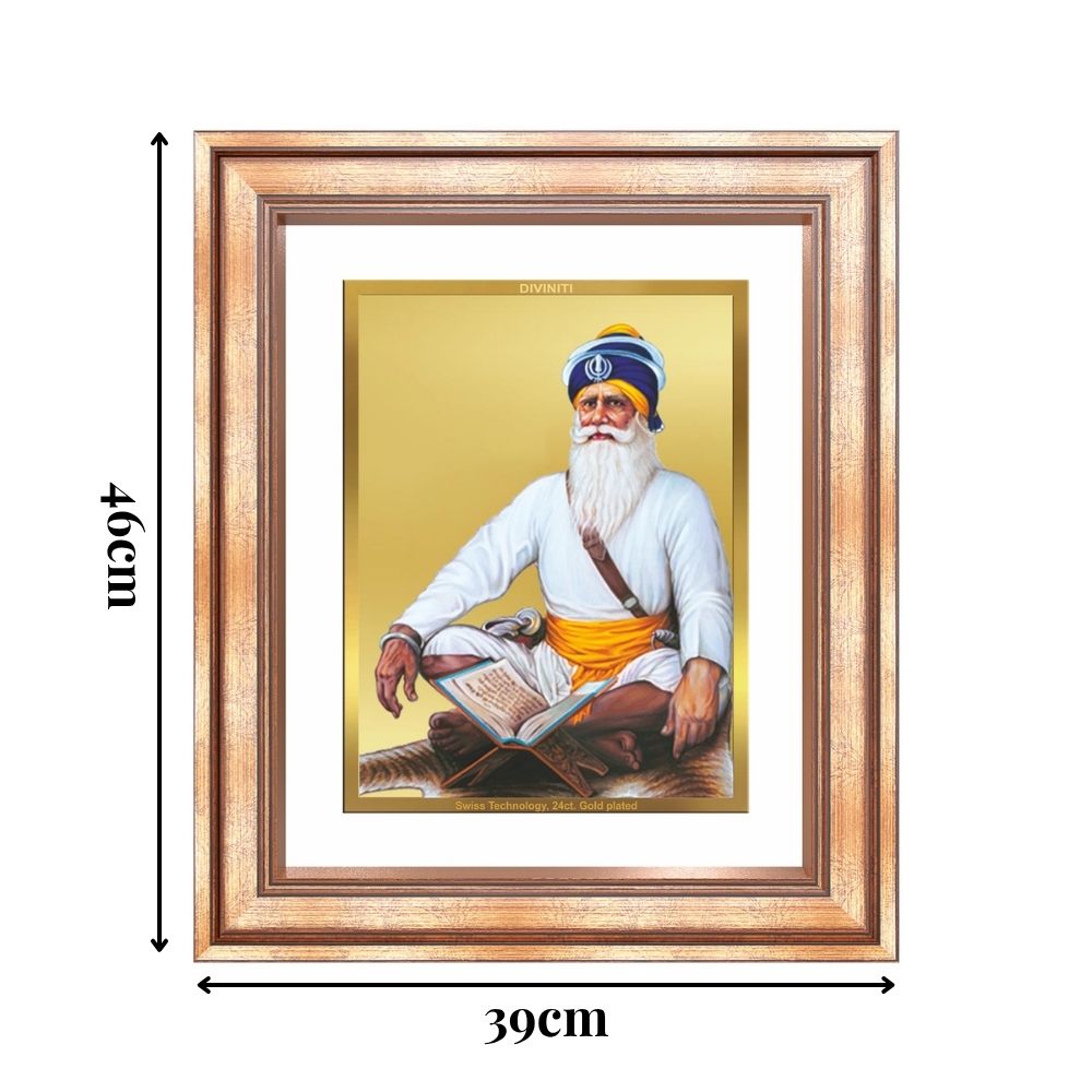 Diviniti 24K Gold Plated Baba Deep Singh Sacred Sikh Wall Frame for Home Decor & Office Ambiance | Premium Spiritual Gift