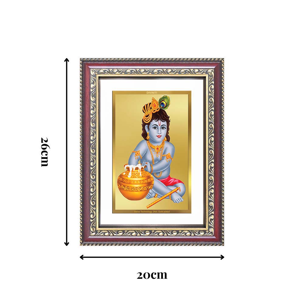 Diviniti 24K Gold Plated Bal Gopal Divine Wall Frame for Home Mandir & Office Decor | Luxury Spiritual Gift