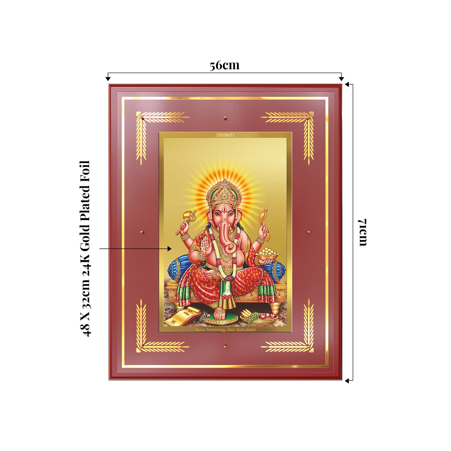 Ganesha | Lord Ganpati Wall Mount Photo Frame in 24K Gold Plated Foil