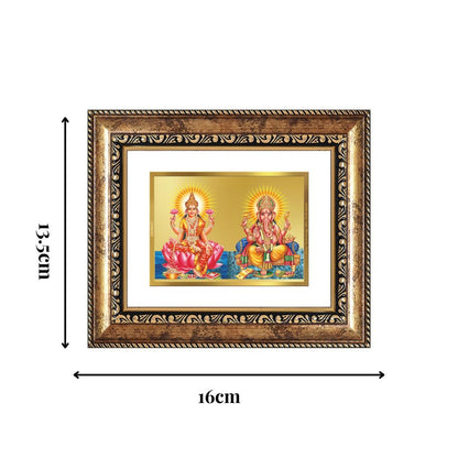 Diviniti 24K Gold Plated Lakshmi Ganesha Divine Table Top Frame for Home Mandir & Office Decor | Luxury Spiritual Gift