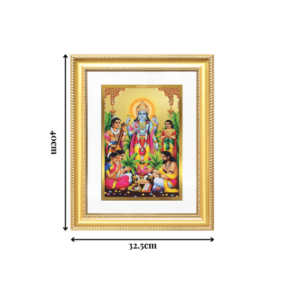 Diviniti 24K Gold Plated Satyanarayan (Classic) Divine Wall Frame for Home Mandir & Office Decor | Luxury Spiritual Gift