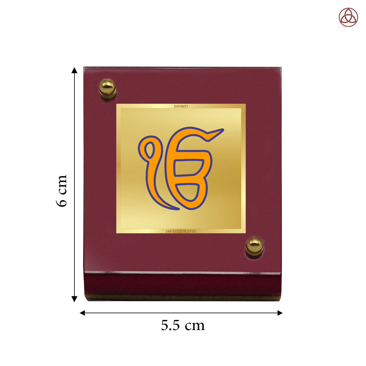 Ik Onkar | Divine Sikh Symbol Car Dashboard & Tabletop Photo Frame in 24K Gold Plated Foil