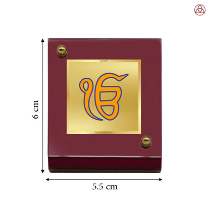 Ik Onkar | Divine Sikh Symbol Car Dashboard & Tabletop Photo Frame in 24K Gold Plated Foil