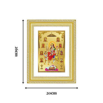 Diviniti 24K Gold Plated Nav Durga (Classic) Divine Wall Frame for Home Mandir & Office Decor | Luxury Spiritual Gift
