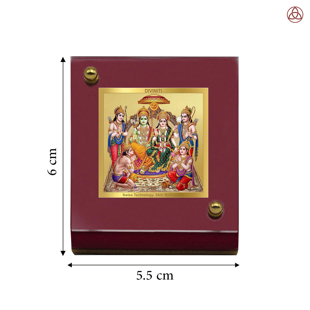 Ram Darbar | Divine Lord Ram, Sita, Laxman & Hanuman Car Dashboard & Tabletop Photo Frame in 24K Gold Plated Foil