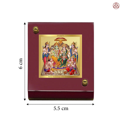 Ram Darbar | Divine Lord Ram, Sita, Laxman & Hanuman Car Dashboard & Tabletop Photo Frame in 24K Gold Plated Foil