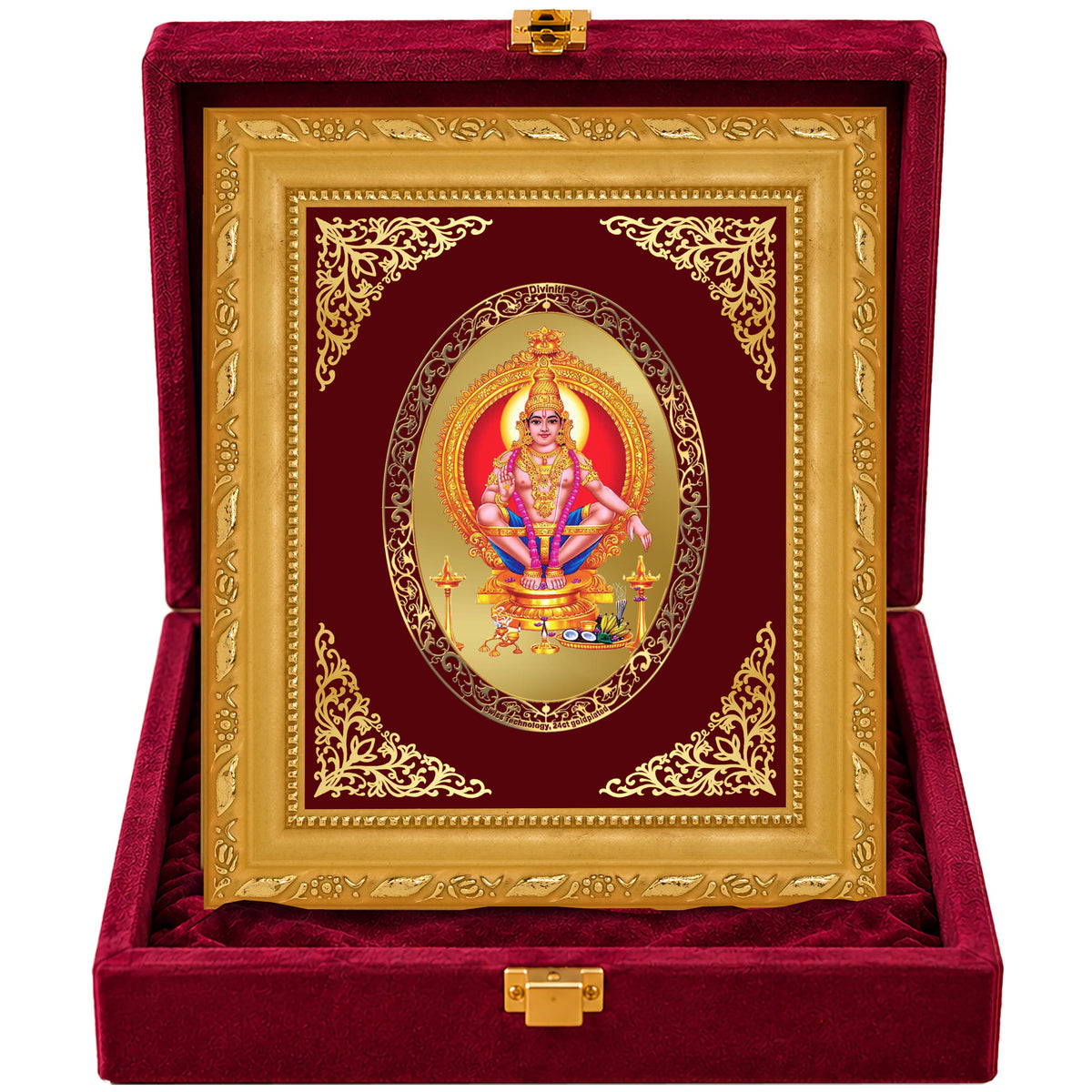 24K Gold-Plated Lord Ayyappan Frame | Premium Gift Box | 16x13.5 CM