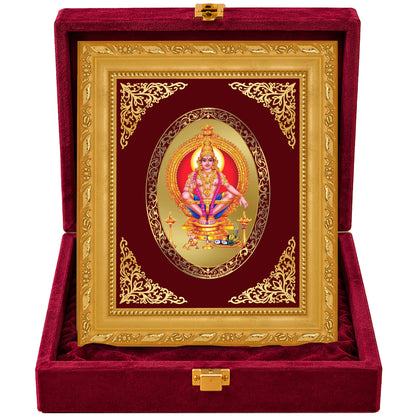 24K Gold-Plated Lord Ayyappan Frame | Premium Gift Box | 16x13.5 CM
