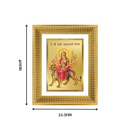 Diviniti 24K Gold Plated Durga With Mantra (Classic) Divine Wall Frame for Home Mandir & Office Decor | Luxury Spiritual Gift