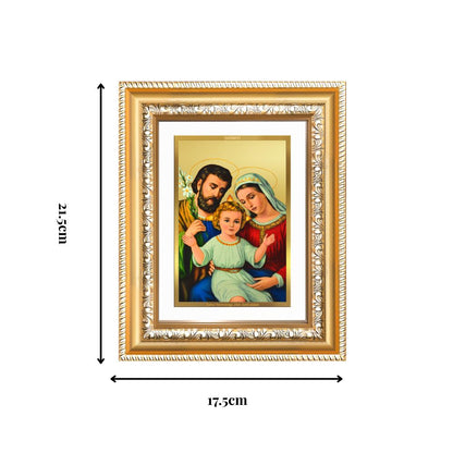 Diviniti 24K Gold Plated Holy Family (Classic) Divine Wall and Table Top Frame for Home Mandir & Office Decor | Luxury Spiritual Gift