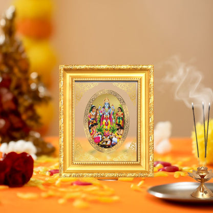 Lord Satya Narayan Divine Vishnu Sacred Katha & Vrat Blessings Royal Tabletop Frame in 24K Gold Plated Foil
