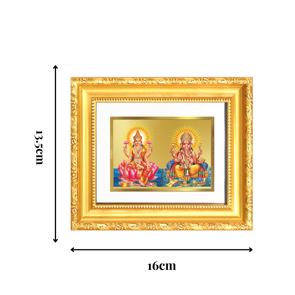 Diviniti 24K Gold Plated Lakshmi Ganesha |Divine Table Top Frame for Home Mandir & Office Decor | Luxury Spiritual Gift
