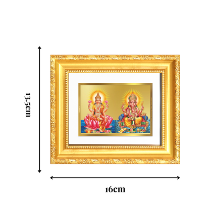 Diviniti 24K Gold Plated Lakshmi Ganesha |Divine Table Top Frame for Home Mandir & Office Decor | Luxury Spiritual Gift