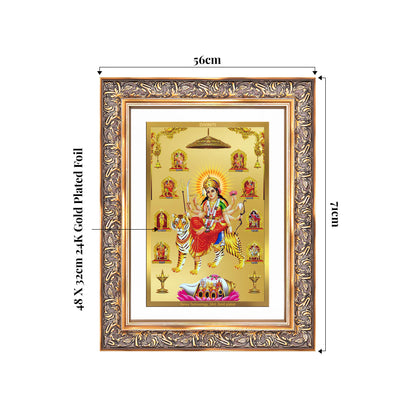 Durga Nav Durga | Goddess Durga in Her Nine Divine forms Wall Mount Photo Frame in 24K Gold Plated Foil