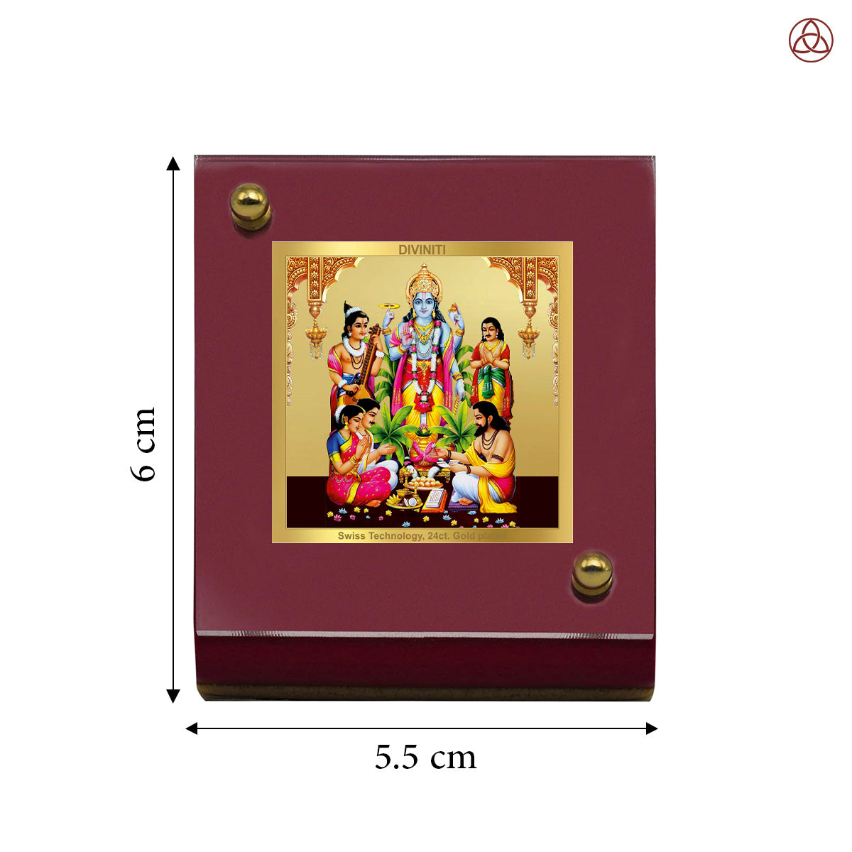 Lord Satyanarayana | Divine Form of Truth and Prosperity Tabletop Frame in 24K Gold Plated Foil