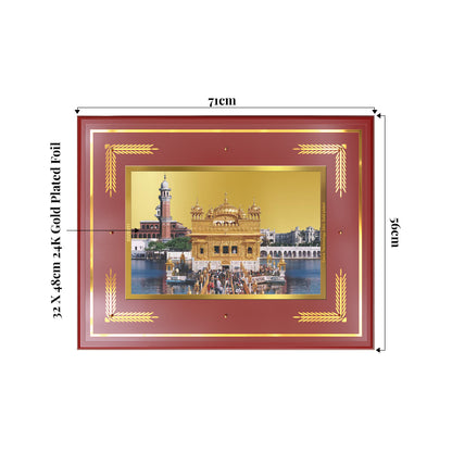 Sachkhand Shri Darbar Sahib | Golden Temple | Sacred Sikh Shrine Wall Mount Photo Frame in 24K Gold Plated Foil