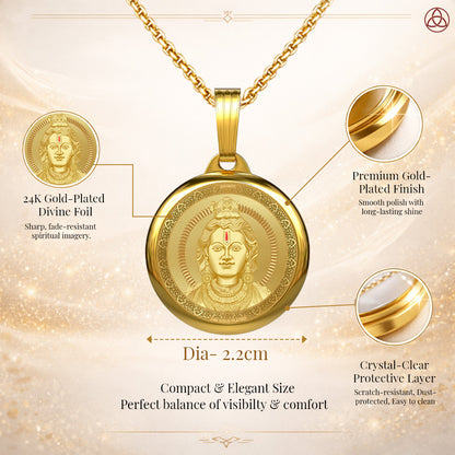 24K Gold Plated Ram Lalla & Ram Mandir Pendant – 22mm Double-Sided Spiritual Pendant