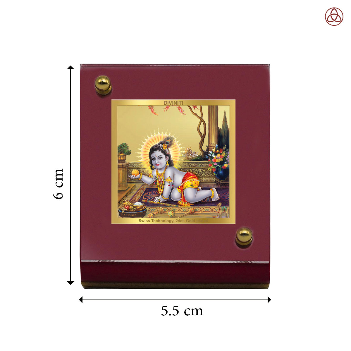 Laddu Gopal | Divine Lord Krishna Car Dashboard & Tabletop Photo Frame in 24K Gold Plated Foil