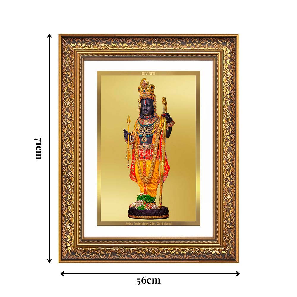 Diviniti 24K Gold Plated Ram Lalla With Arch (Classic) Divine Wall Frame for Home Mandir & Office Decor | Luxury Spiritual Gift