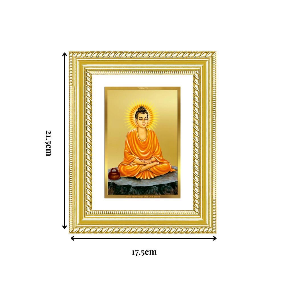 Diviniti 24K Gold Plated Buddha (Classic) Divine Wall and Table Top Frame for Home Mandir & Office Decor | Luxury Spiritual Gift