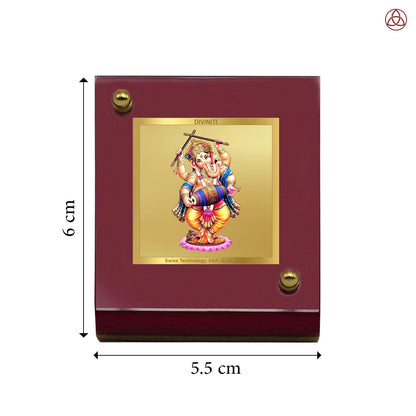 Dancing Ganesha | Divine Lord Ganesha Car Dashboard & Tabletop Photo Frame in 24K Gold Plated Foil