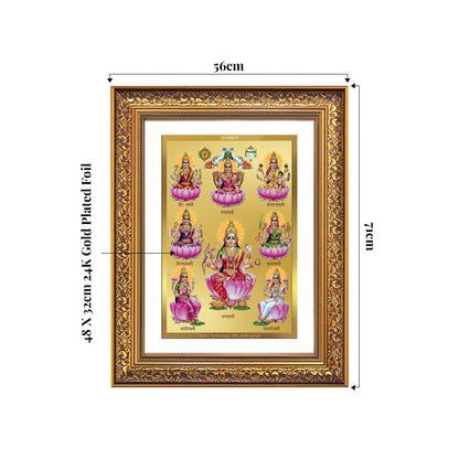 Ashtalakshmi | Lakshmi Devi for Wall Mount Photo Frame in 24K Gold Plated Foil