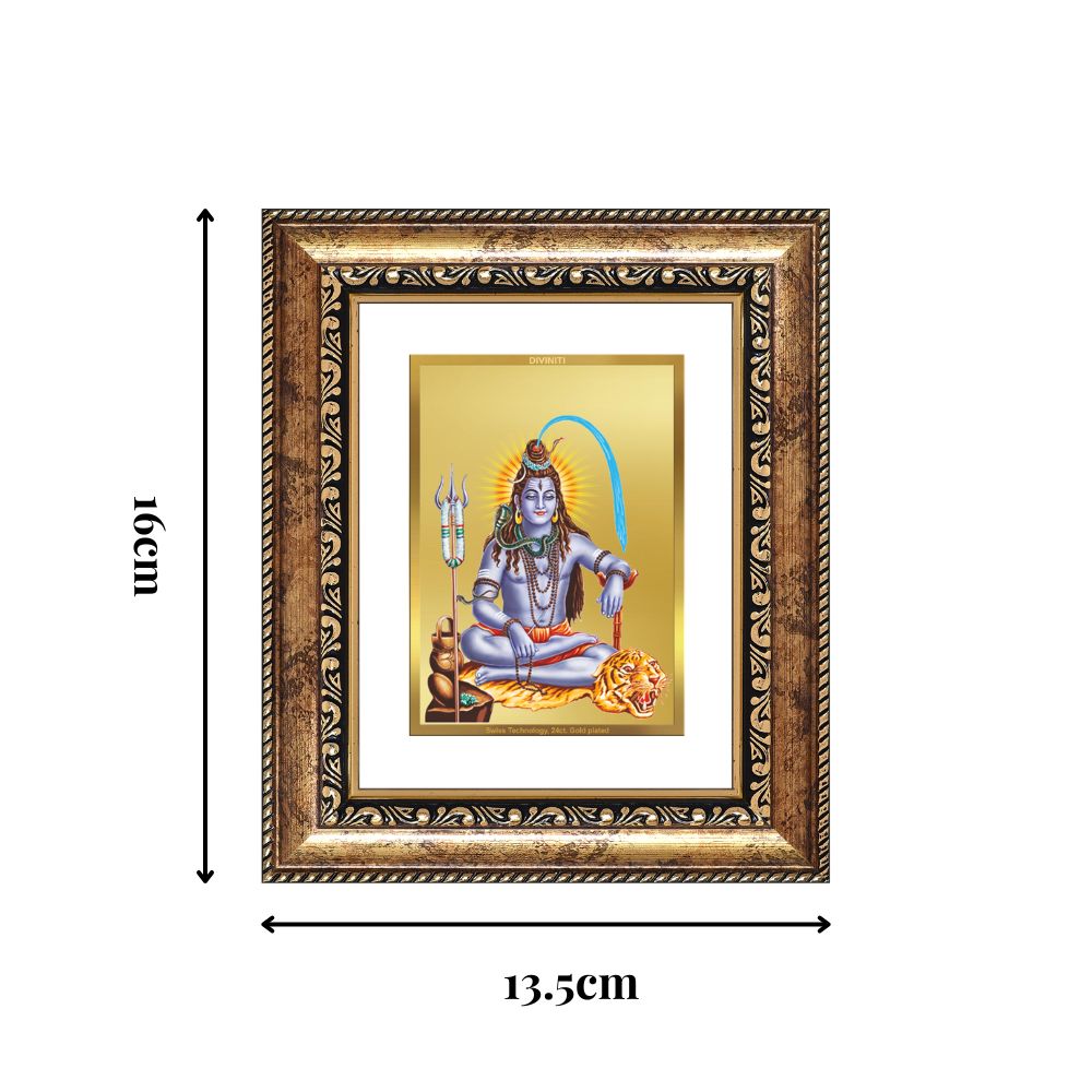 Diviniti 24K Gold Plated Shiva Divine Table Top Frame for Home Mandir & Office Decor | Luxury Spiritual Gift