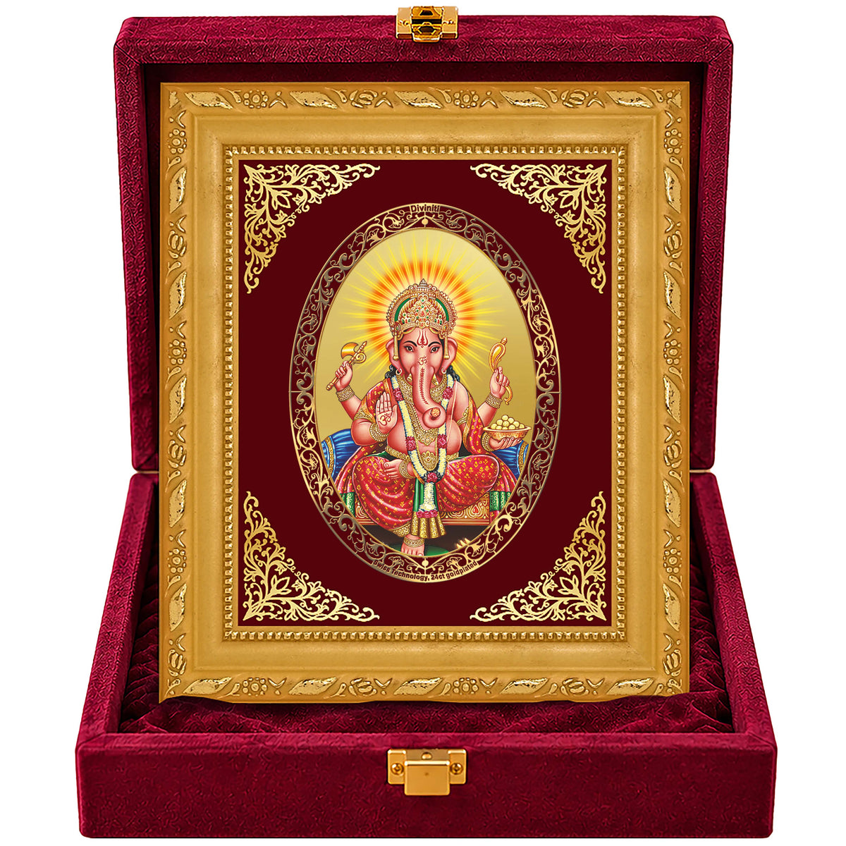 24K Gold-Plated Lord Ganesha Frame | Premium Gift Box | 21.5x17.5 CM