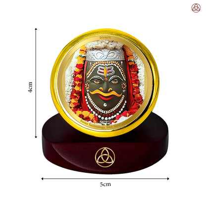 Mahakaleshwar Shiv Car Dashboard Frame | 24K Gold Plated Foil Religious Idol Photo Frame for Car, Home & Office | Mahakal Spiritual Decor for Protection, Positivity & Blessings