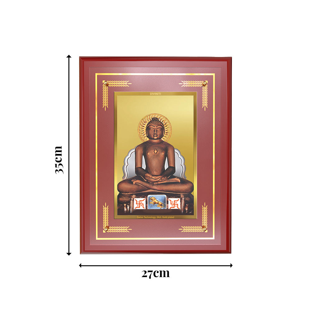 Diviniti 24K Gold Plated Lord Mahavir Blessing Tabletop Photo Frame | Peace, Non-Violence & Spiritual Grace