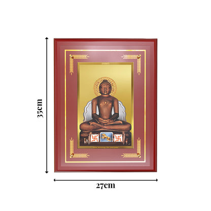 Diviniti 24K Gold Plated Lord Mahavir Blessing Tabletop Photo Frame | Peace, Non-Violence & Spiritual Grace